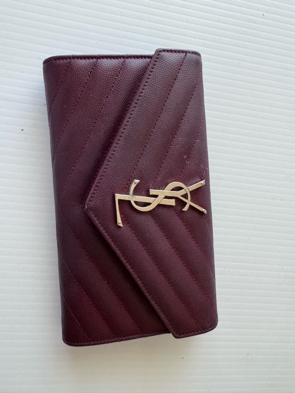 YSL Quilted Leather Wallet in Burgundy - Picture 7 of 7